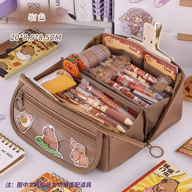 Large Capacity Pencil Case with Zipper Portable Stationery Bag