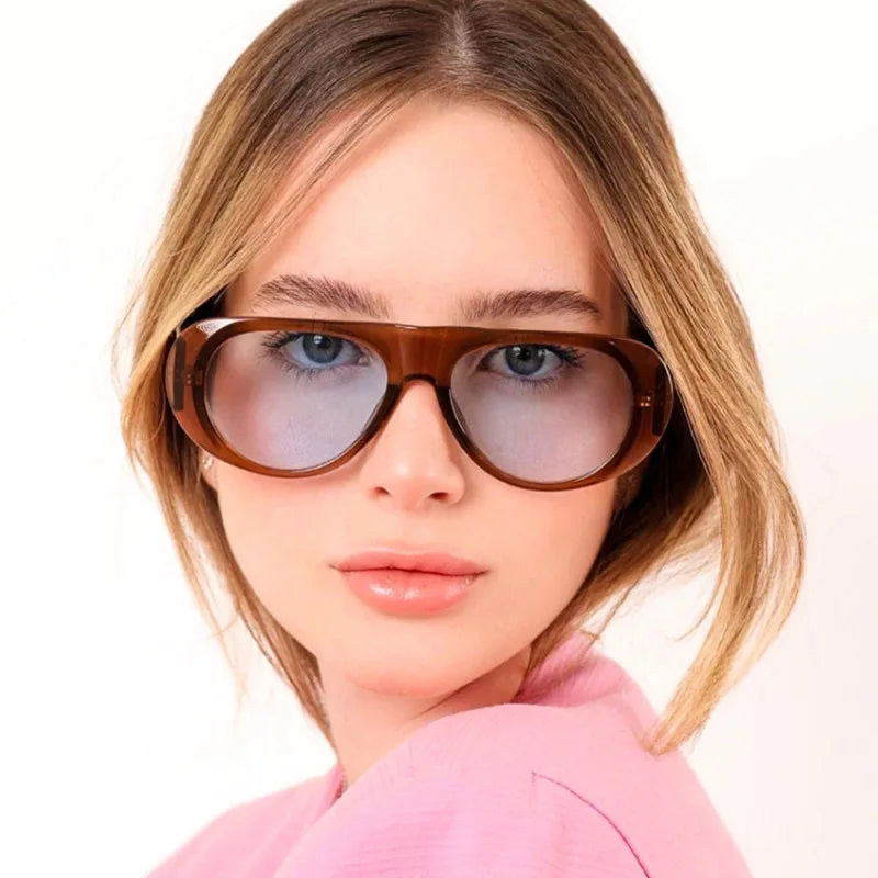 Vintage Big Frame Ellipse Square Sunglasses
