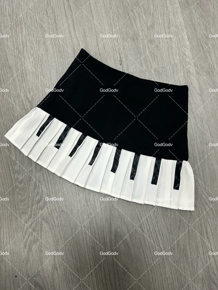 Falda de piano estilo coreano chic