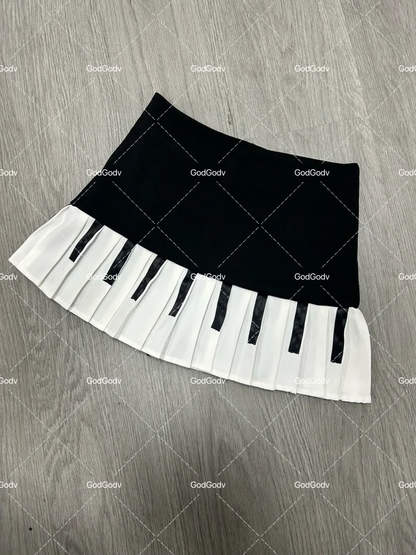 Falda de piano estilo coreano chic
