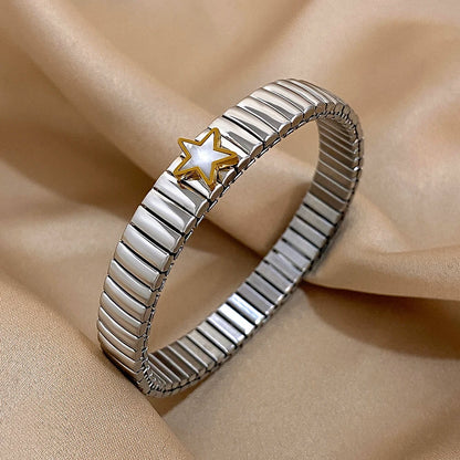 Gold Plated Stainless Steel Elastic Bangles Bracelet