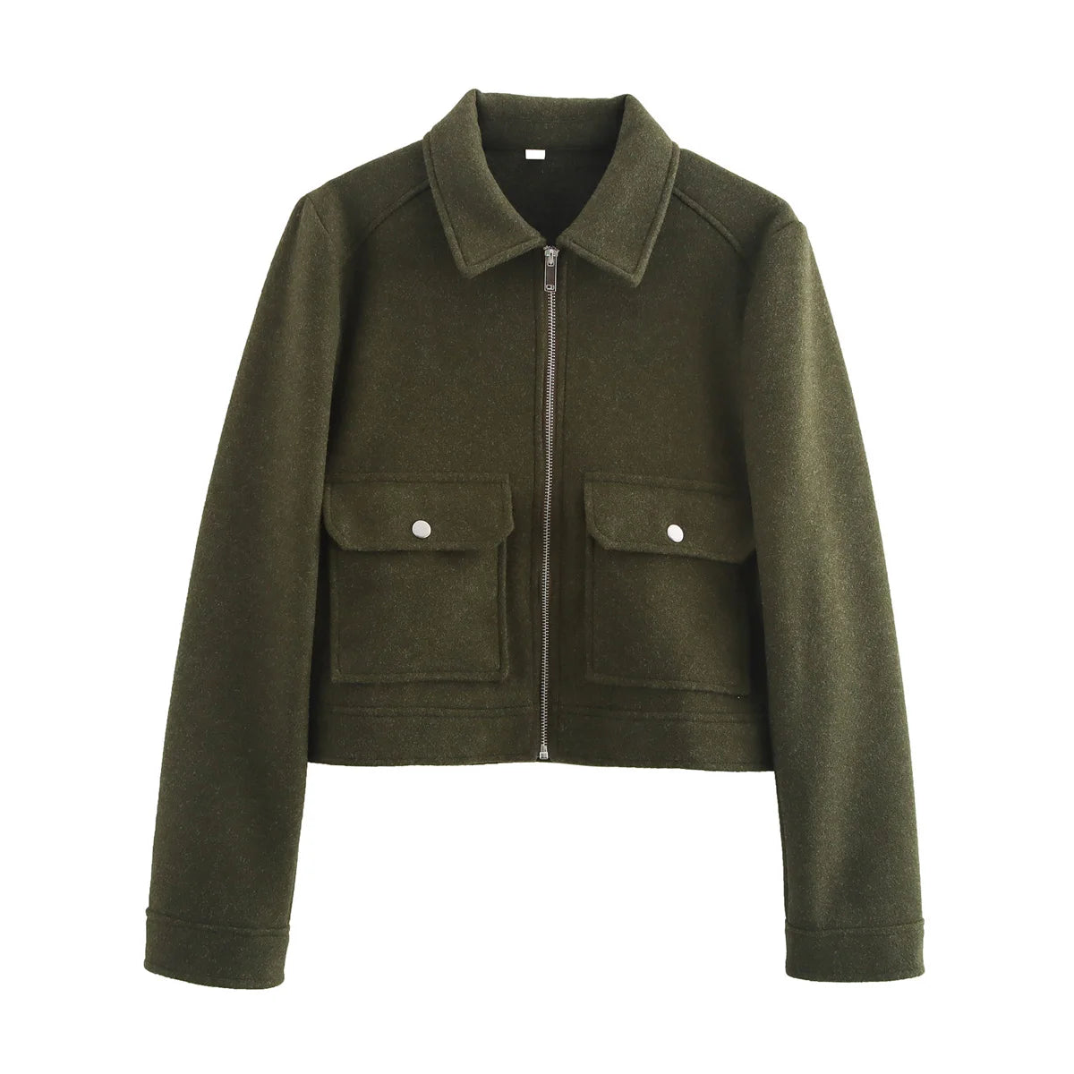 Zipper Winter Long Sleeve Pocket Outerwear Elegant Jacket Coat