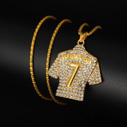 Hip Hop Style Number 7 Jersey Zircon Pendant Alloy Necklace