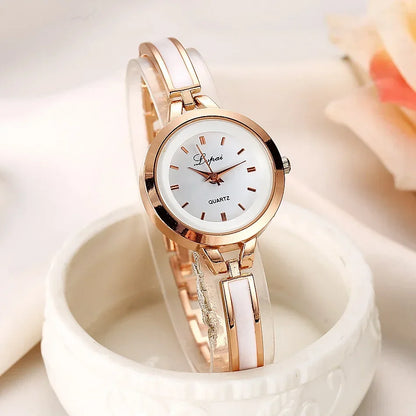 Luxury Rose Gold Silver Wristwatch Watch