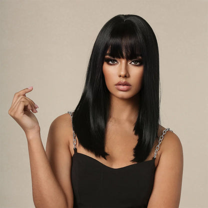 Straight Black Bob Synthetic Wig