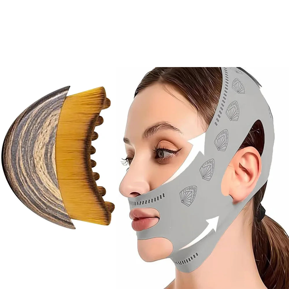 2Piece Lymphatic Face Sculpting Bandage&Massage Brush