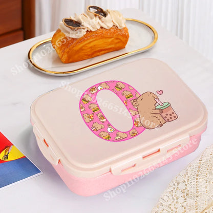Capybara Cute Lunch Box Girls Capibara Letter A-Z Bento Box