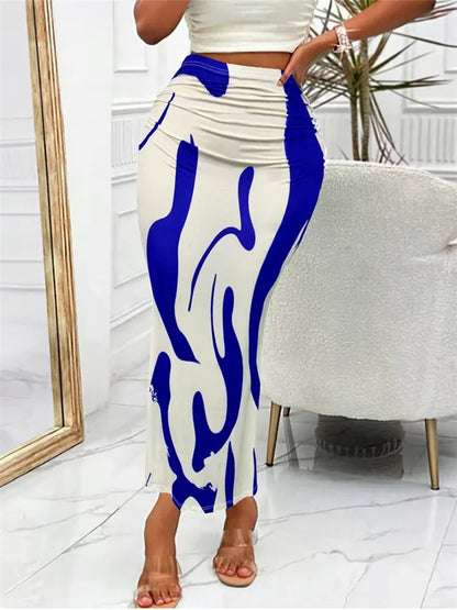 Long High Waist Zebra Slim Fit Fishtail Skirt