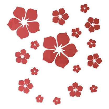 18Pcs 3D Flower Mirror Wall Stickers Home Decoration
