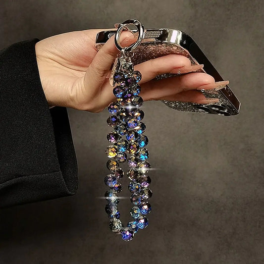 Colorful Mobile Phone Lanyard Chain Stylish Glitter Crystal Bead Pendant Keychain