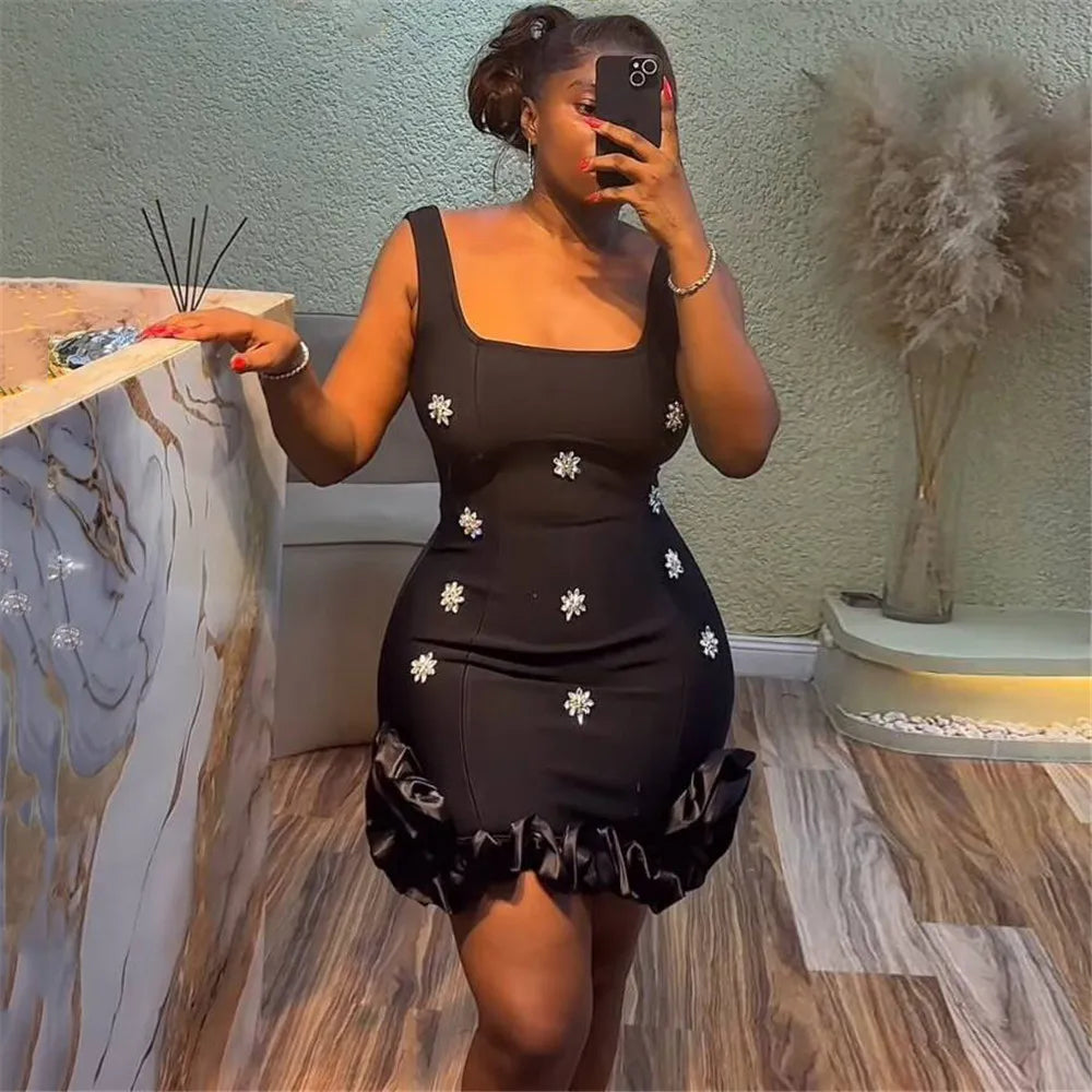 Sexy Ruffle Sleeveless Bandage Mini Dress