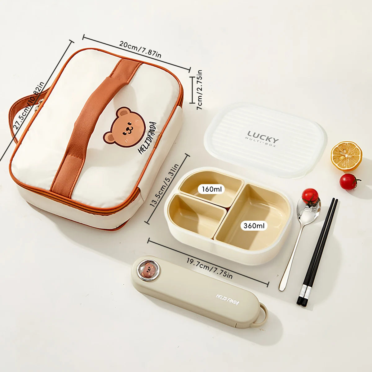 Outdoor Portable Sealed Divided Food Container 3 Grids Plastic Lunch Box