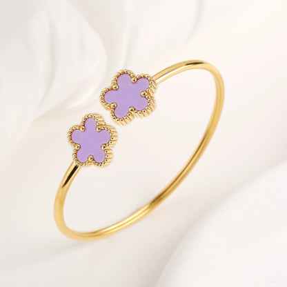 Shell Five-Leaf Flower Stainless Steel Bracelet