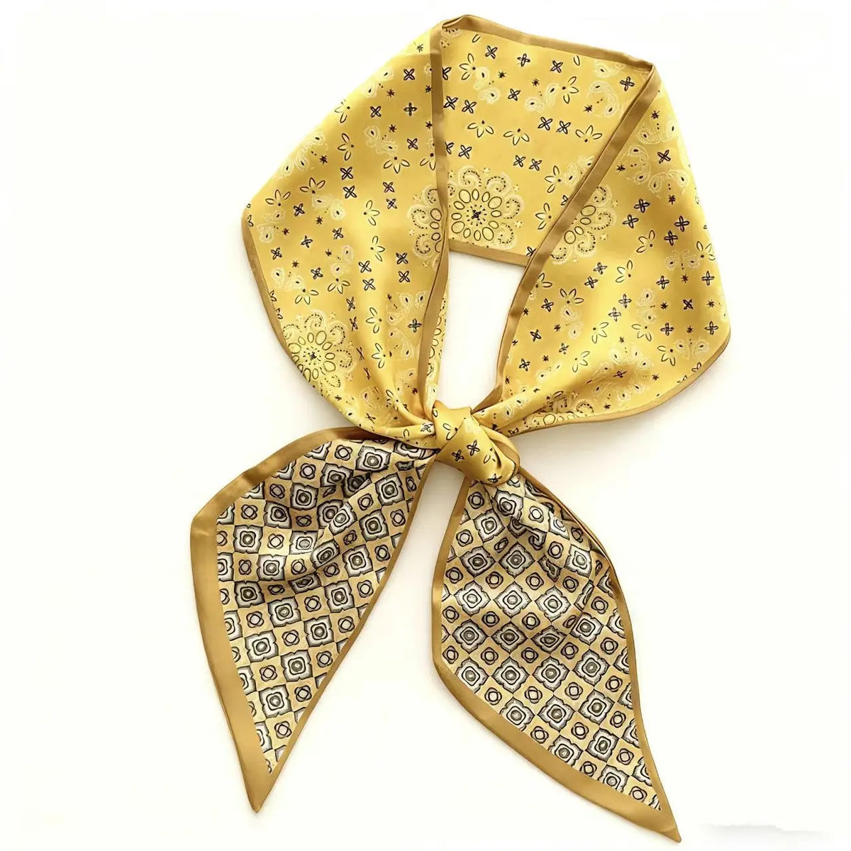 Long Silk Scarf Luxury Paisley Print Headband Soft Satin Scarves