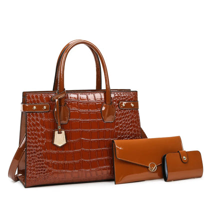 Retro Crossbody Crocodile Pattern Texture Bag Set