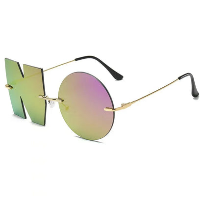 “NO” Styling Metal Frame Colorful Sunglasses