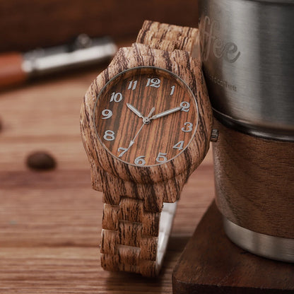 Casual Wooden Pattern Plastic Band Quartz Watch