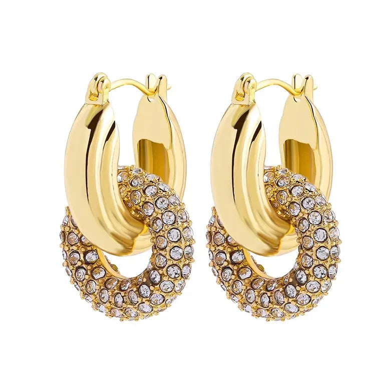 Zircon Circle Geometric U Shape Hoops Earring