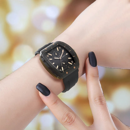 Affordable Macaron-Colored Barrel-Shaped with Silicone Strap Watch