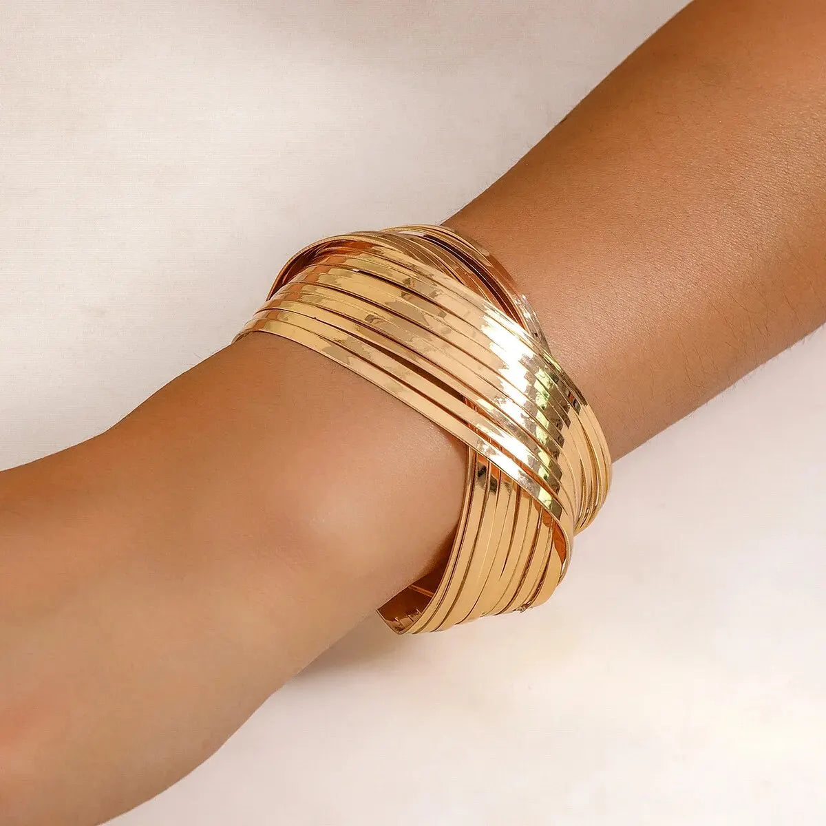 Vintage Geometric Cross Wide Cuff Bracelet