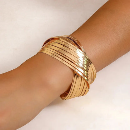 Vintage Geometric Cross Wide Cuff Bracelet