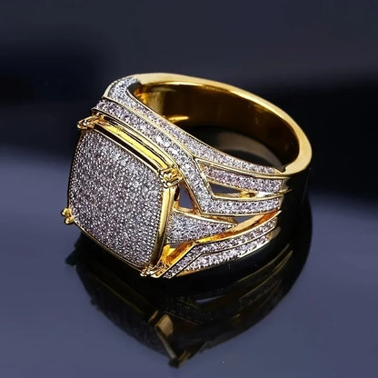 Exquisite Gold Color Inlaid White CZ Women Rings