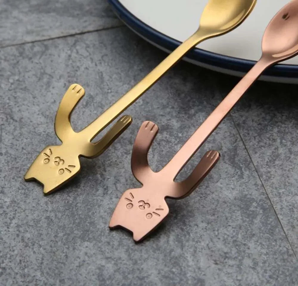 Stainless Steel Cat Coffee Spoons Hanging Ear