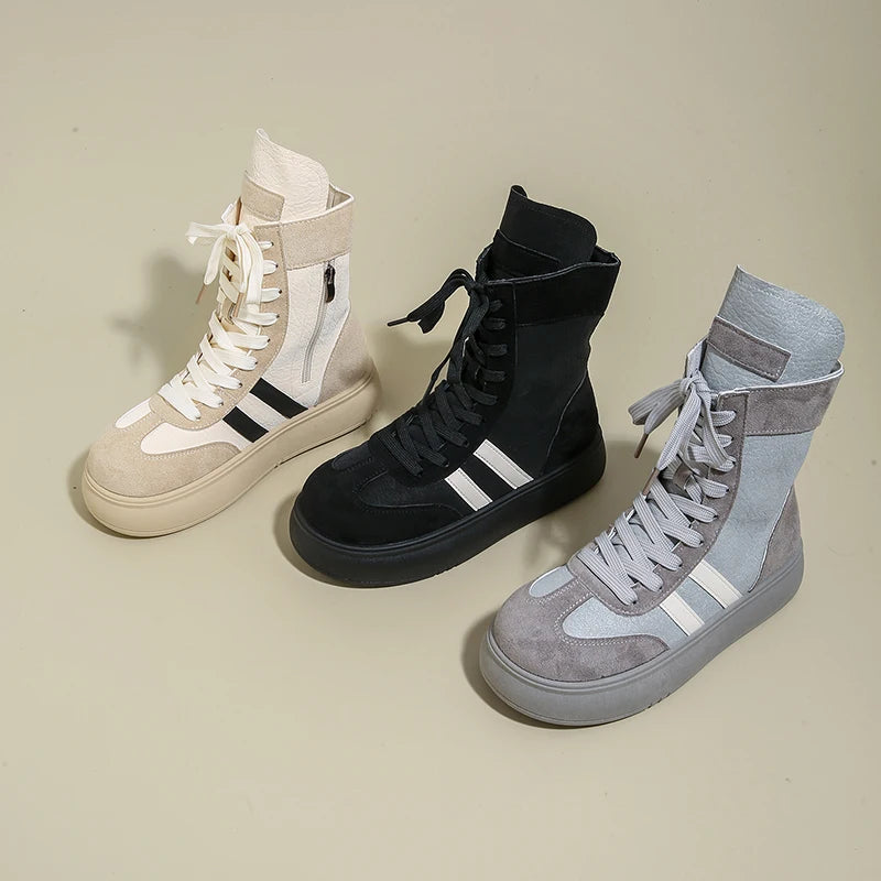 Sports and Leisure High Top Shoes Flat Bottomed Lightweight Boots Sneakers