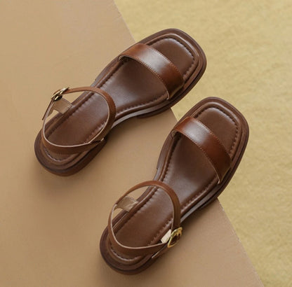 Low Heels Basic Genuine Leather Shoes
