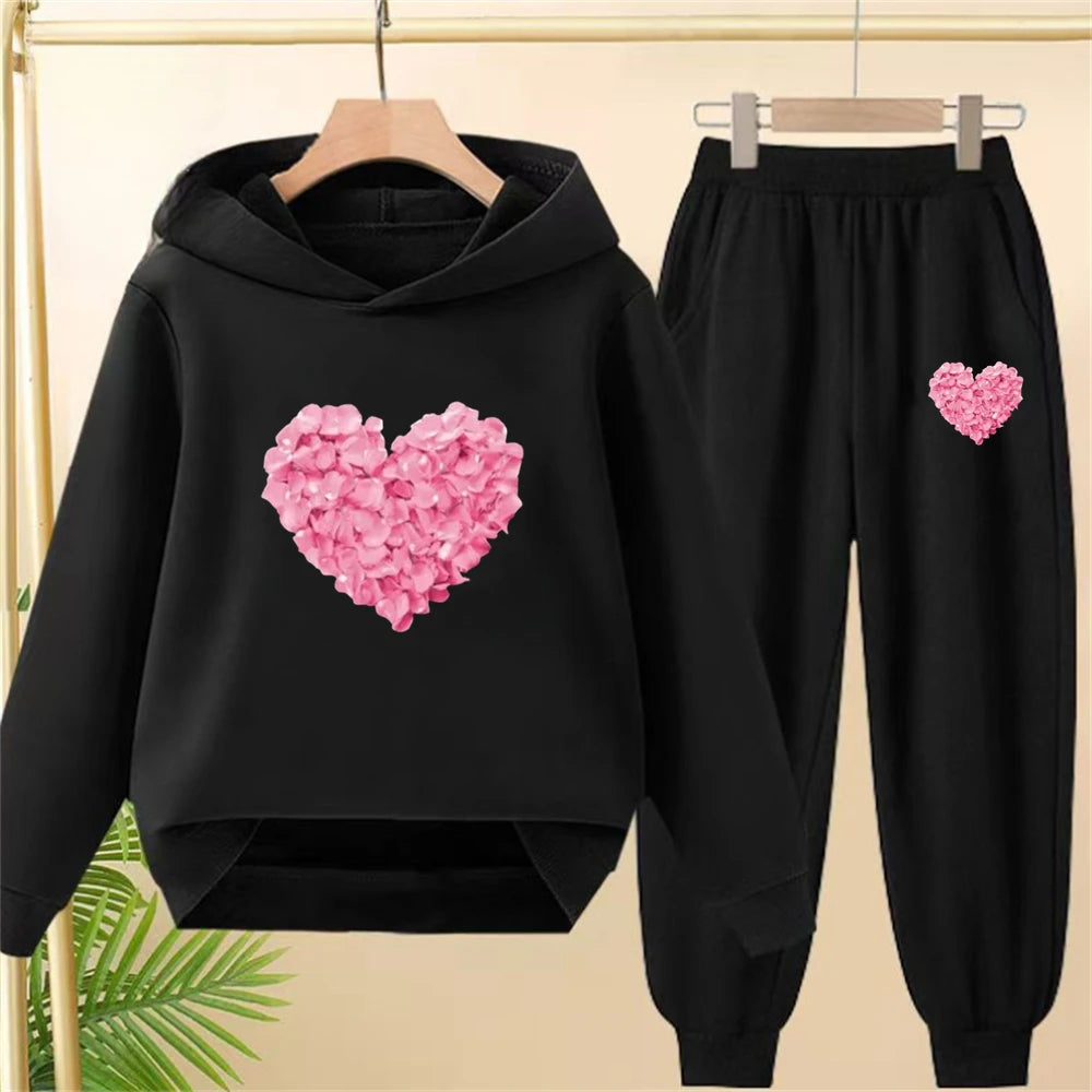 Petals Heart-Shaped Bottom Hoodies  Age 3-12 Coat Casual Toddle Sweatshirt