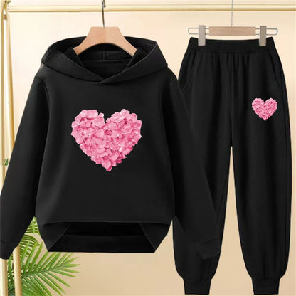 Petals Heart-Shaped Bottom Hoodies  Age 3-12 Coat Casual Toddle Sweatshirt