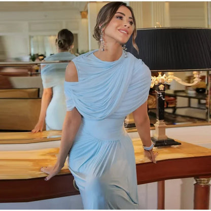 Shawl Maxi Short Sleeve Slim Fit Dress