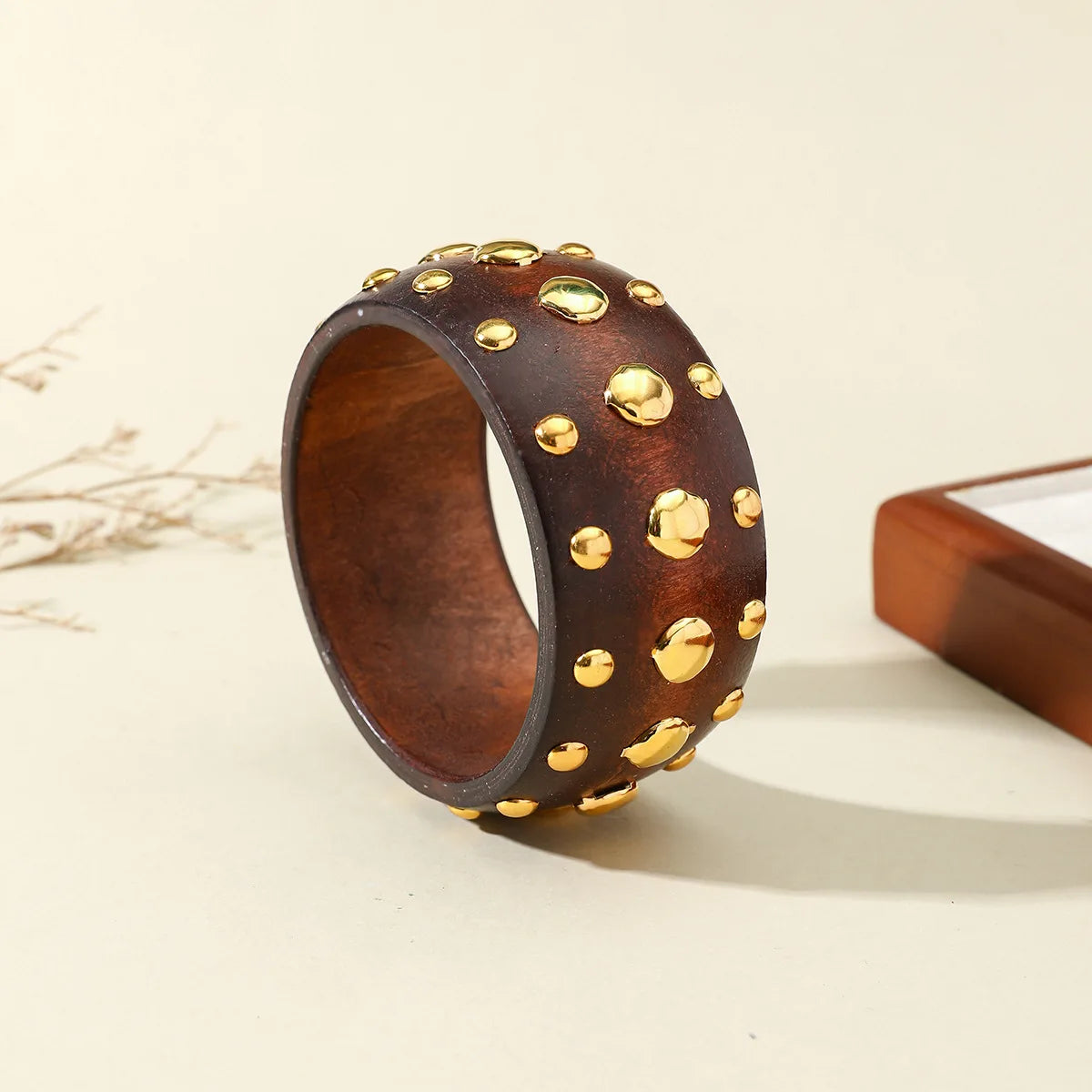 Exaggeration 8 Colors Round Geometric Wood Wide Bangles Bracelets