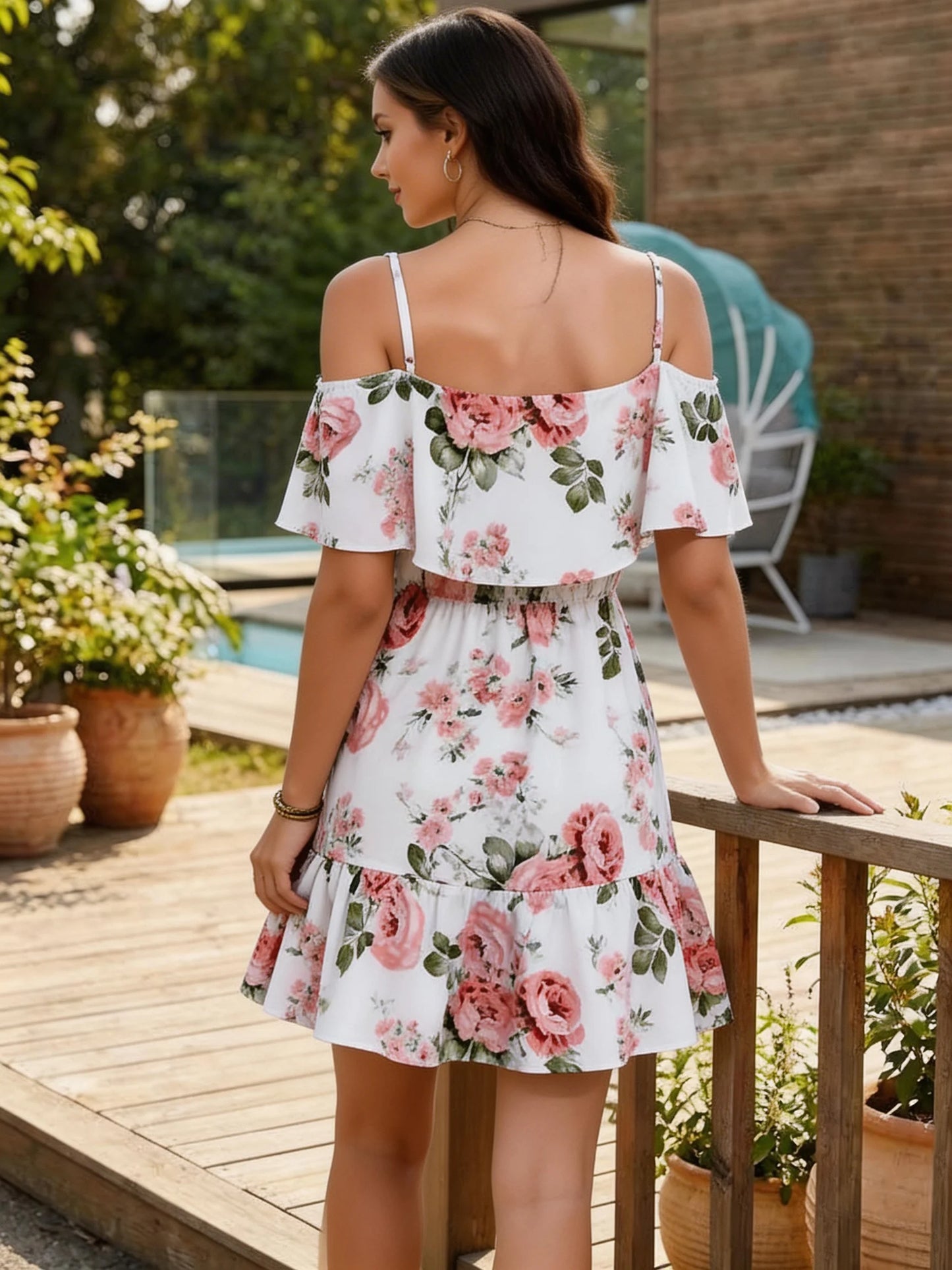 European Style Floral Print Dress