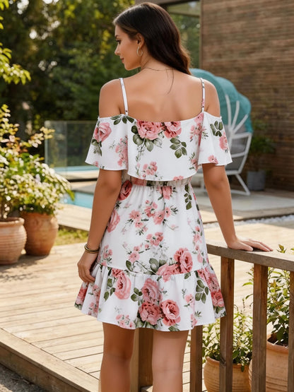 European Style Floral Print Dress