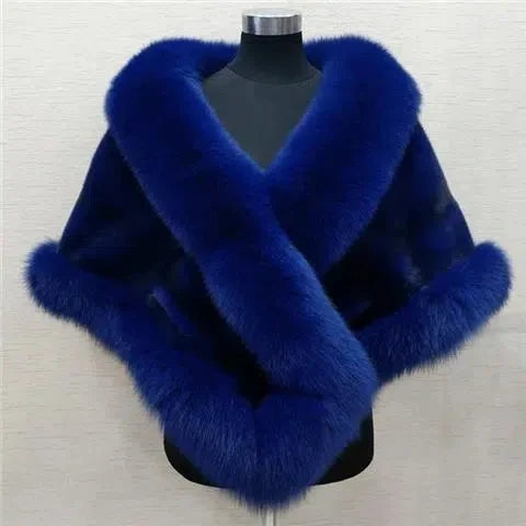 Fur Shawl Autumn Winter Faux Mink Fox Fur Cloak Coats Jacket