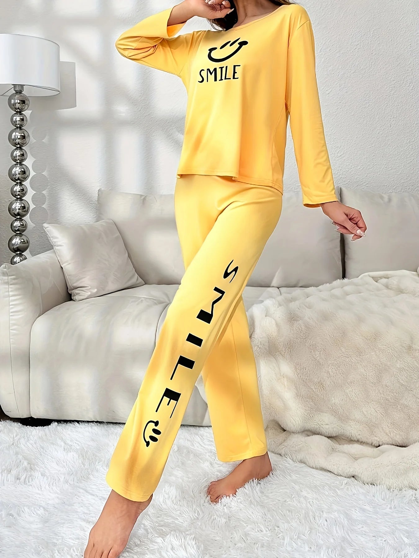 Cute Printed Long-Sleeve Pajama Set