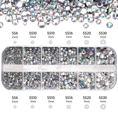2400pcs+ Shiny Clear Crystal Gems Nail Rhinestones