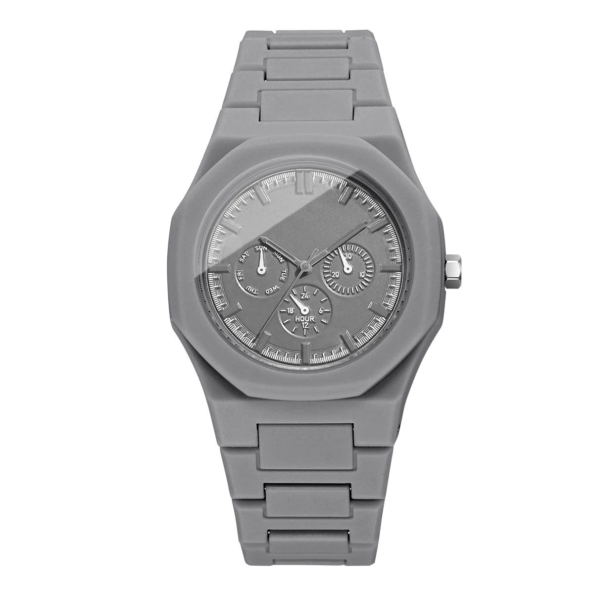 Imitation Three-eyes Dial Quartz Plastic  Band Watch
