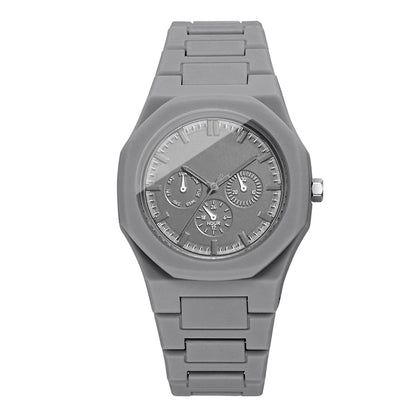 Imitation Three-eyes Dial Quartz Plastic  Band Watch