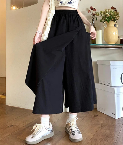 Chic Elastic High Waisted Long Wide Leg Pants