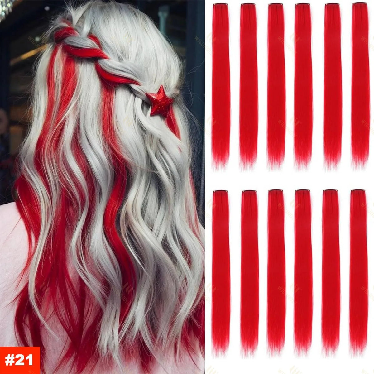 Colored Highlight 22 Inch Synthetic Hair Extensions Rainbow Long Straight Hairpieces