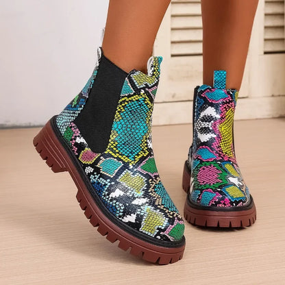 Snake Print Chimney Boots