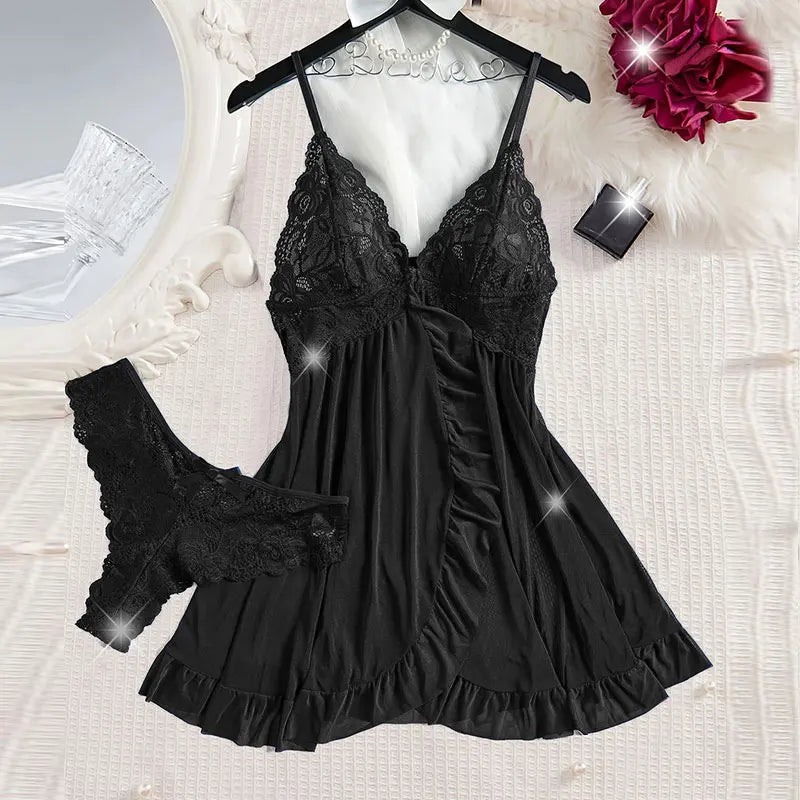 Cute Sweet Sleeveless Halter Short Sets V-Neck Pajama Sets