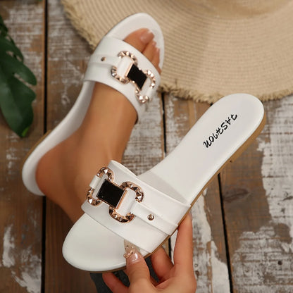 Large-Size Comfortable Flat Slip-On Slippers