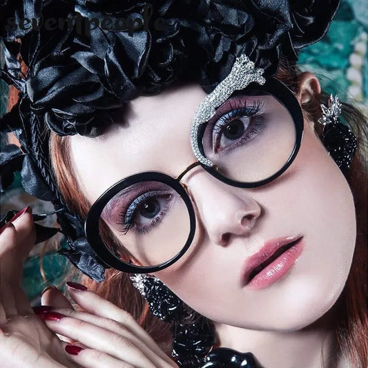 Oversized Round Crystal Leopard Sun Glasses