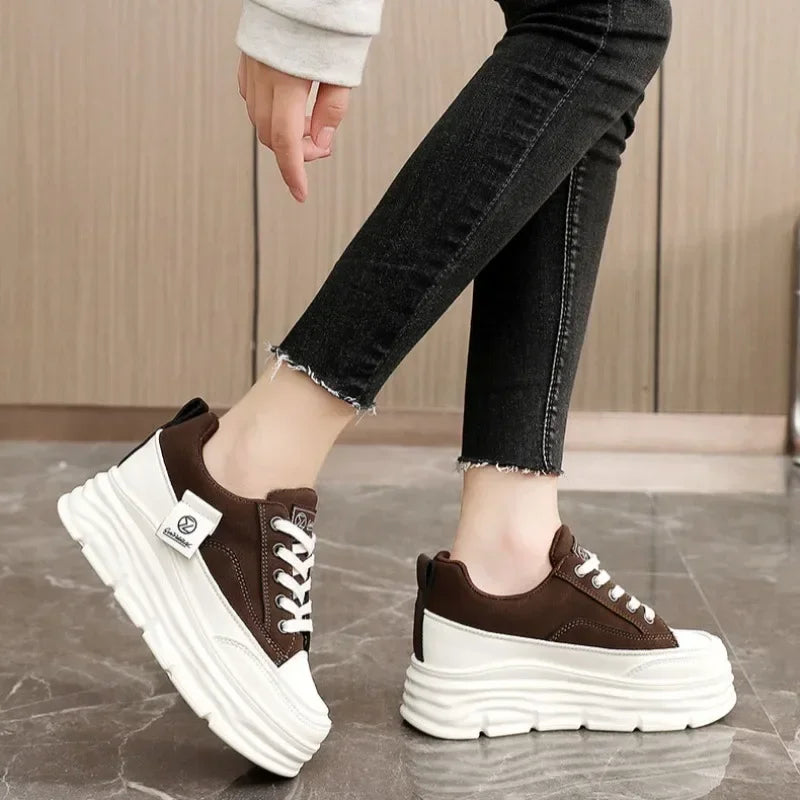 Flats Chunky Lace-up Walking Sneakers
