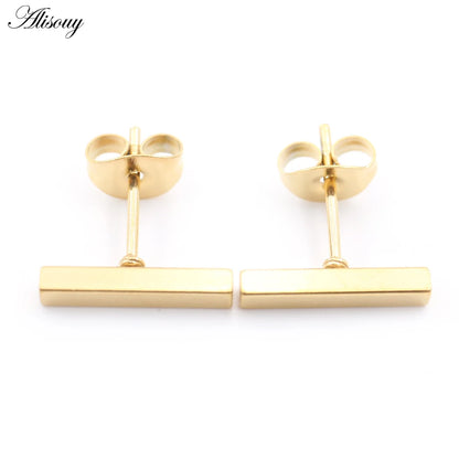 Bar Ball Geometric Long Square Ear Stud Earring