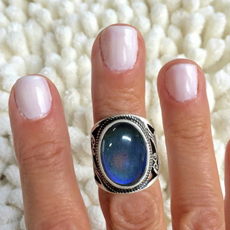 Vintage Big Oval Plastic Stone Ring