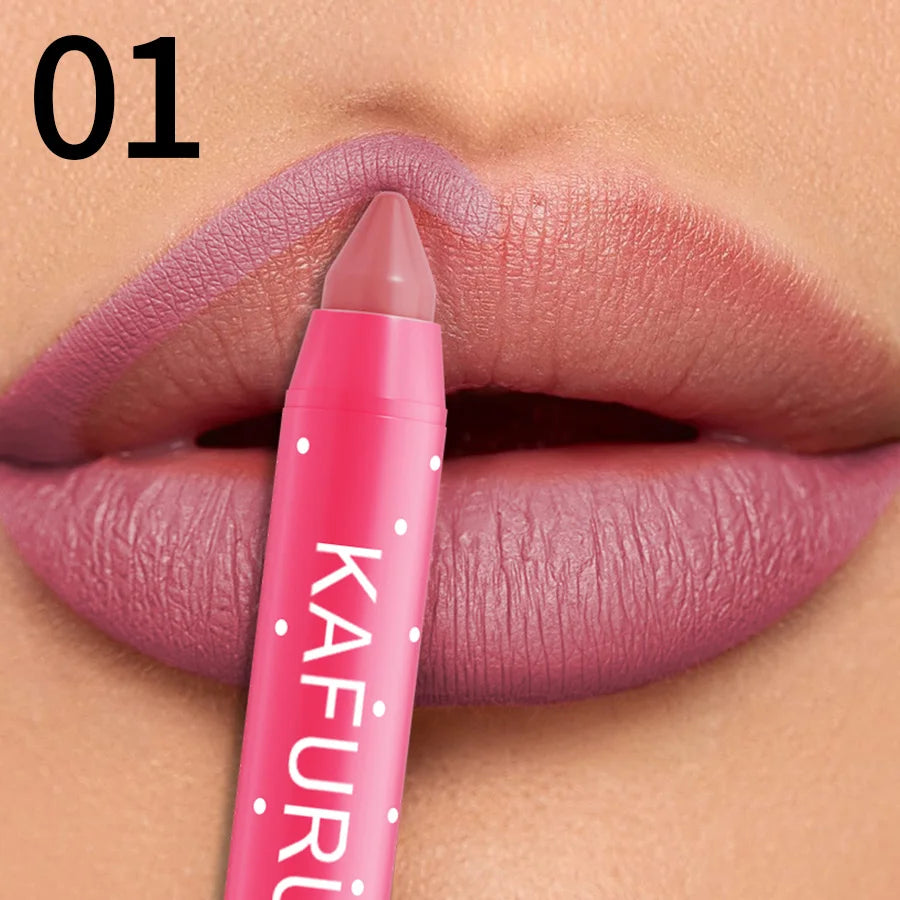 15 Colors Lipstick Pencil Waterproof Sexy Red Matte Contour Tint Lipstick